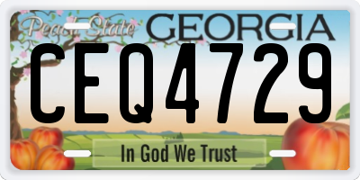 GA license plate CEQ4729