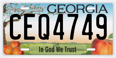 GA license plate CEQ4749