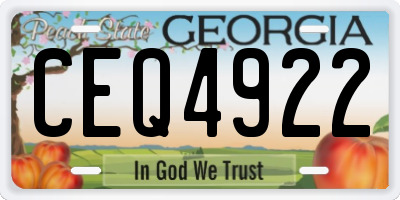 GA license plate CEQ4922