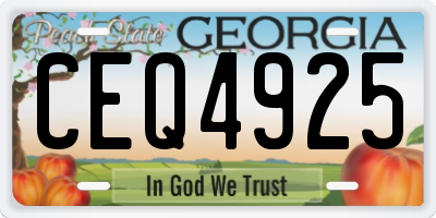 GA license plate CEQ4925