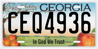 GA license plate CEQ4936