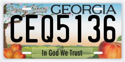 GA license plate CEQ5136