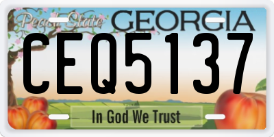 GA license plate CEQ5137