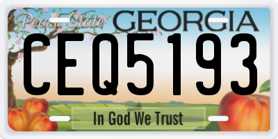 GA license plate CEQ5193