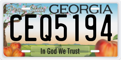 GA license plate CEQ5194