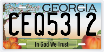 GA license plate CEQ5312