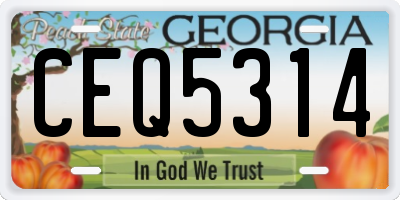 GA license plate CEQ5314