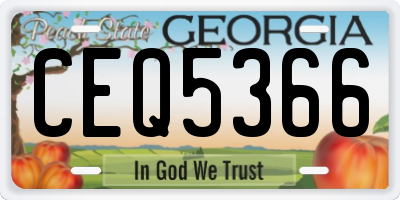 GA license plate CEQ5366