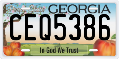 GA license plate CEQ5386