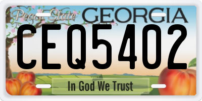 GA license plate CEQ5402