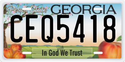 GA license plate CEQ5418