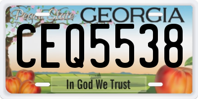 GA license plate CEQ5538
