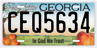 GA license plate CEQ5634