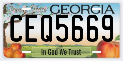 GA license plate CEQ5669