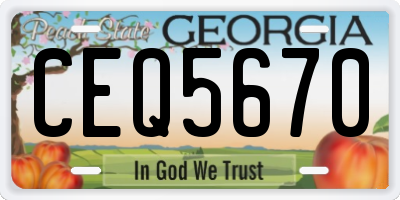 GA license plate CEQ5670