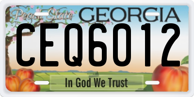GA license plate CEQ6012