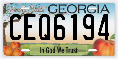 GA license plate CEQ6194