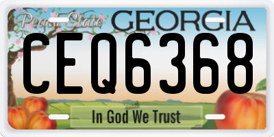 GA license plate CEQ6368