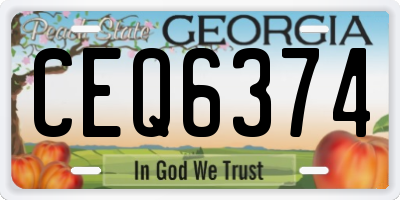 GA license plate CEQ6374