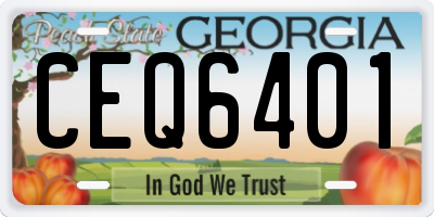 GA license plate CEQ6401