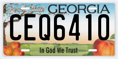 GA license plate CEQ6410