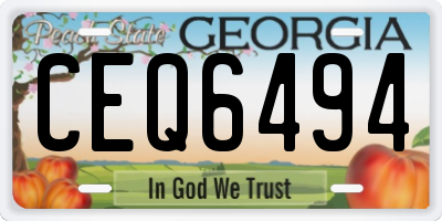 GA license plate CEQ6494