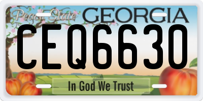 GA license plate CEQ6630