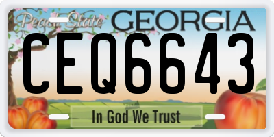 GA license plate CEQ6643