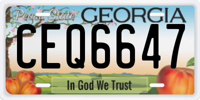 GA license plate CEQ6647