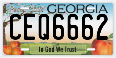 GA license plate CEQ6662
