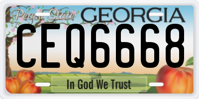 GA license plate CEQ6668