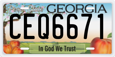 GA license plate CEQ6671