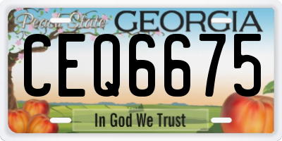 GA license plate CEQ6675