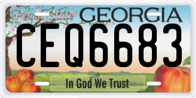 GA license plate CEQ6683