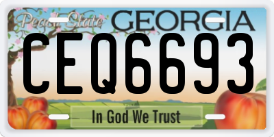 GA license plate CEQ6693