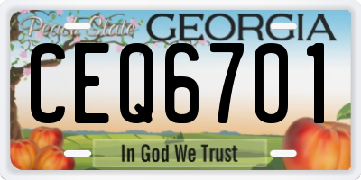 GA license plate CEQ6701