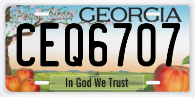 GA license plate CEQ6707