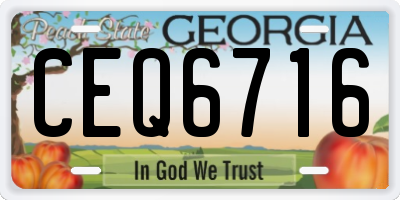 GA license plate CEQ6716