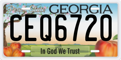 GA license plate CEQ6720