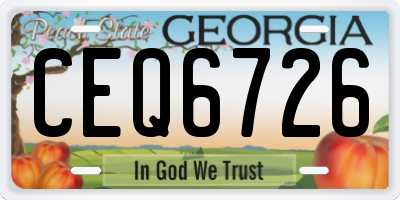 GA license plate CEQ6726