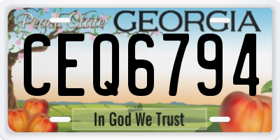 GA license plate CEQ6794