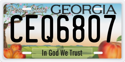 GA license plate CEQ6807