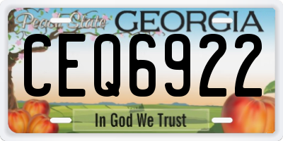 GA license plate CEQ6922
