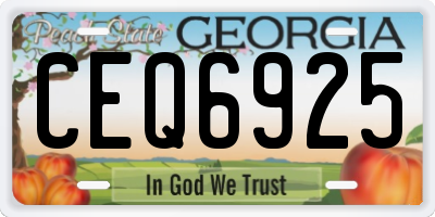 GA license plate CEQ6925