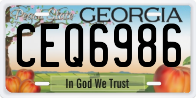 GA license plate CEQ6986