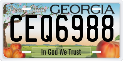 GA license plate CEQ6988