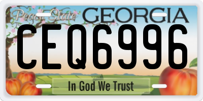 GA license plate CEQ6996