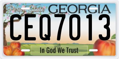 GA license plate CEQ7013