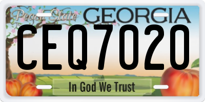 GA license plate CEQ7020