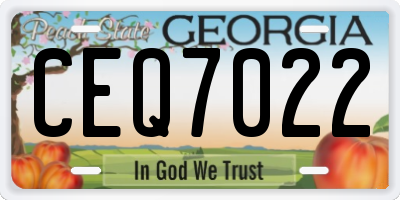 GA license plate CEQ7022
